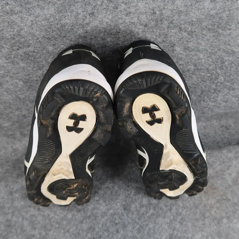 Under Armour Shoes Kids 3.5 Baseball Cleats Sport Athletic Lace Up Black White